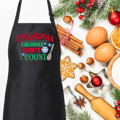 "Christmas Calories Don't Count" Embroidered Christmas Apron