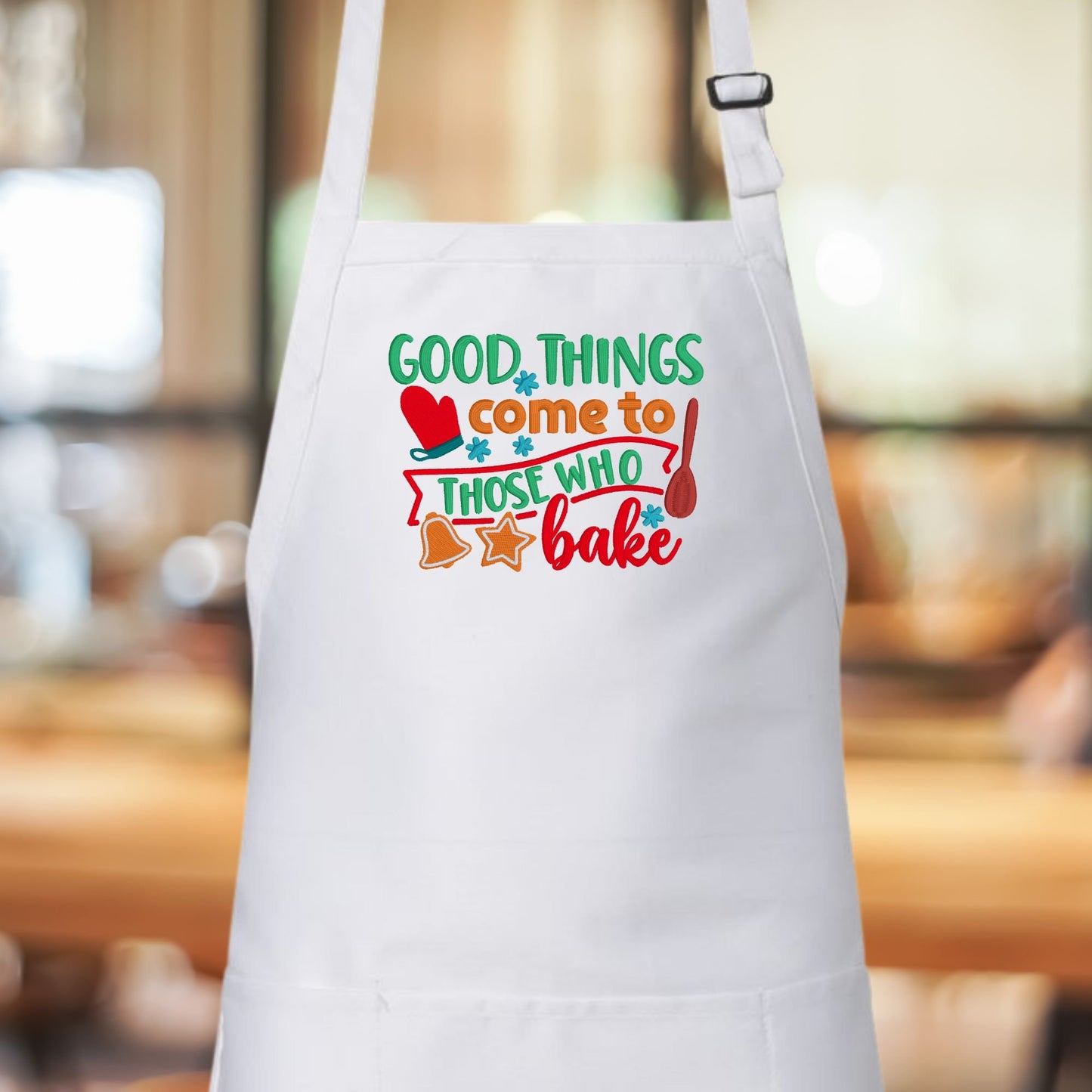 "Good Things Come to Those Who Bake" Embroidered Winter Holiday Apron