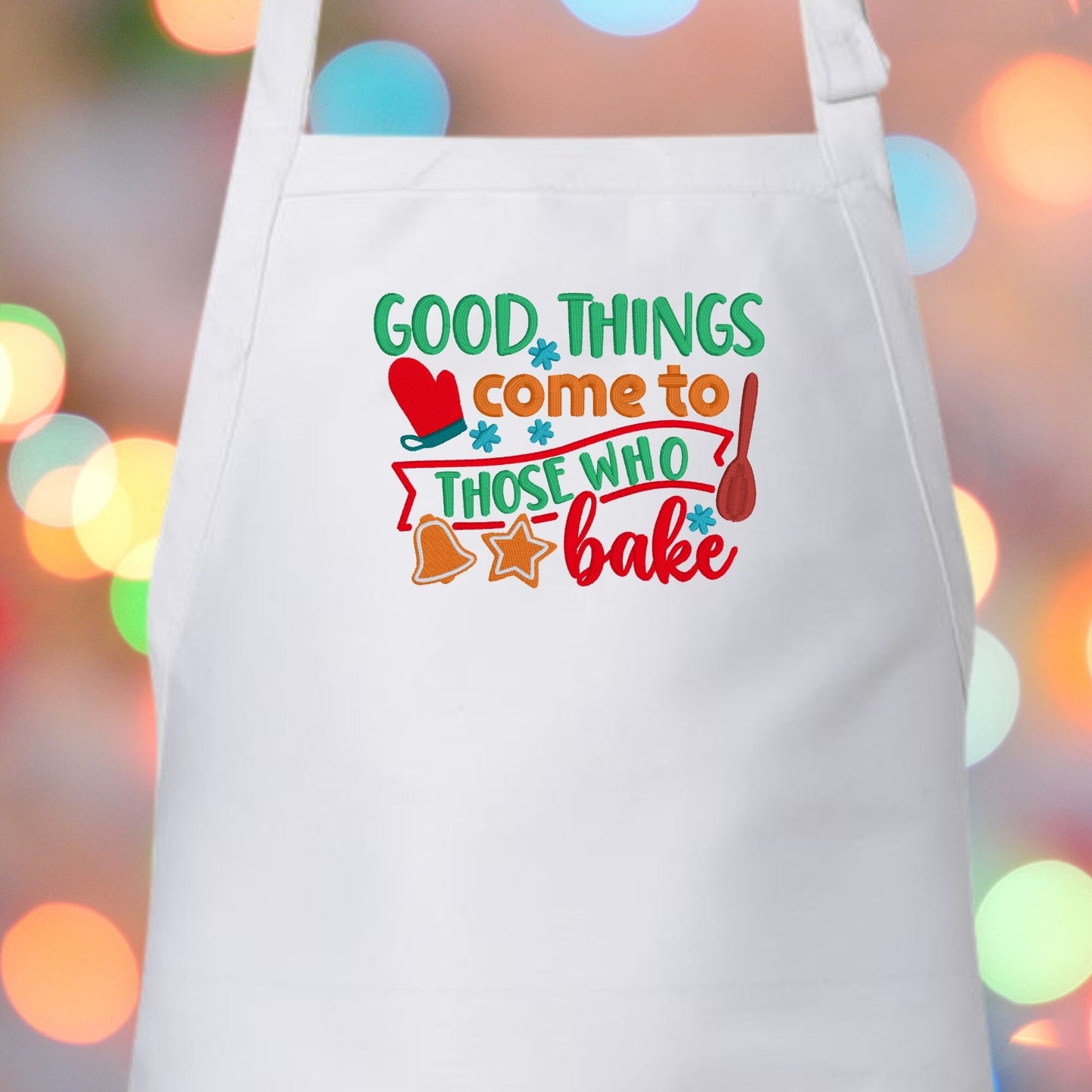 "Good Things Come to Those Who Bake" Embroidered Winter Holiday Apron